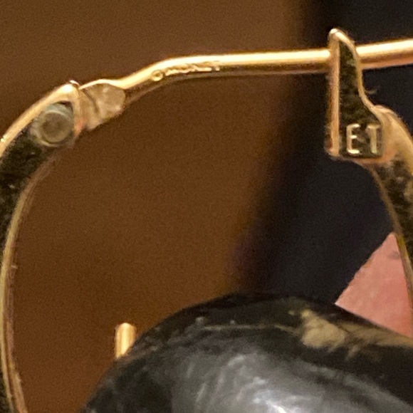 EUC Pair of Gold MONET 3/4” Hoop PIERCED EARRINGS; marked ET - Picture 4 of 5